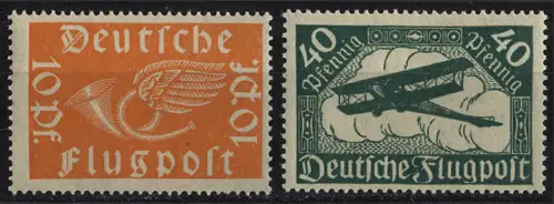 111-112 Flugpost Posthorn / Doppeldecker, 2 Werte postfrisch **