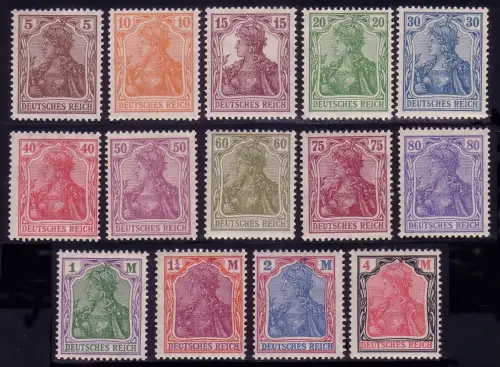 140-153, Germania WZ Rauten, 14 Werte, kompletter Satz postfrisch **