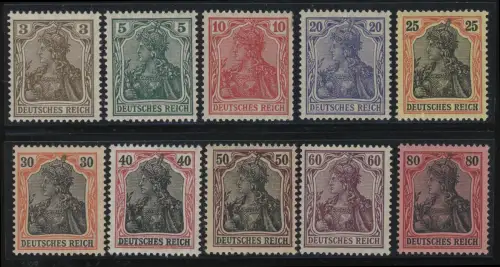 84-93II Germania, Kriegsdruck zehn Werte, Satz **