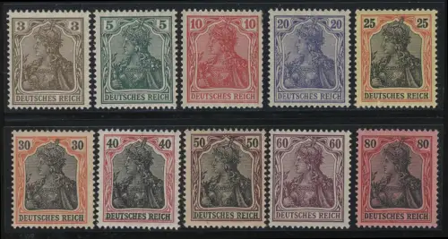 84-93II Germania Kriegsdruck - zehn Werte, kompletter Satz postfrisch **