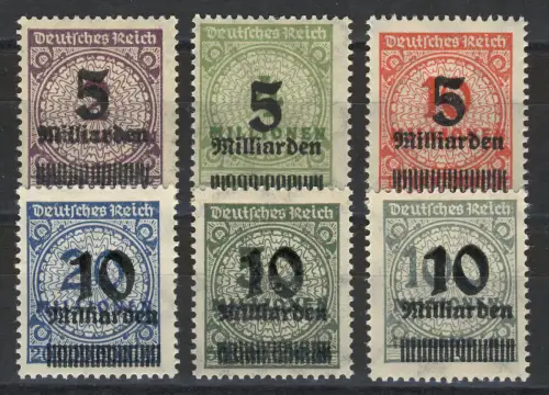 332-337A Infla Korbdeckel Aufdruck, 6 Werte gezähnt, Satz komplett **