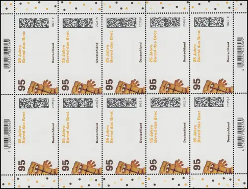 3926 Kika TV-Star Bernd das Brot, 10er-Bogen postfrisch **