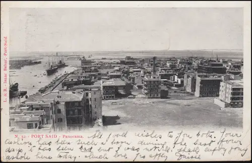 Ansichtskarte Port Said per PAQUEBOT nach Boulogne Dez. 1906