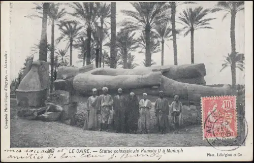 Ansichtskarte Kairo Caire Ramses Statue über Alexandria 23.2.05 nach Marseille