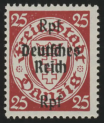724 Danzig mit Aufdruck 25 Rpf auf 25 Pf, postfrisch **