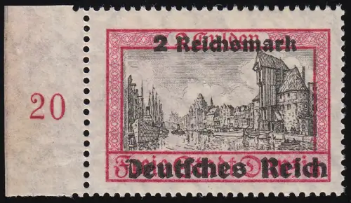 729x Danzig mit Aufdruck 2 RM, Gummi gelblich, postfrisch **