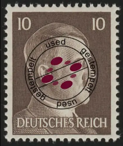 787 Hitler 10 Pf Stichtiefdruck, gestempelt O