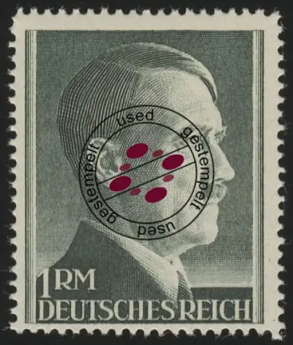 799B Hitler 1 Reichsmark ENG gezähnt, gestempelt O