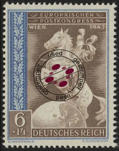 821 Europäischer Postkongress Achsenmächte 6+14 Pf, gestempelt O