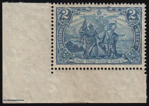 95 B II Freimarke 2 Mark Bogenecke unten links, ungefaltet postfrisch **