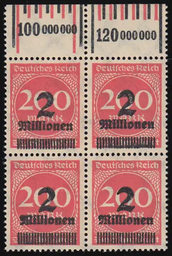 309 A W OR - 2 Mill. auf 200 Mark, Vbl. mit beiden Oberrand-Typen 060 und 141 **