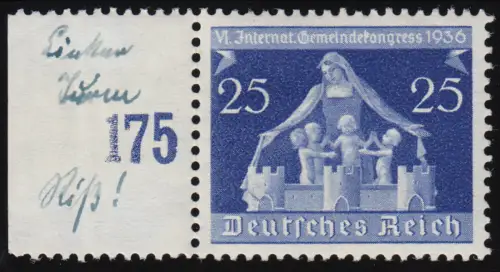 620 II Gemeindekongress  25 Pf. Plattenfehler Riss im Turm, Falzrest *