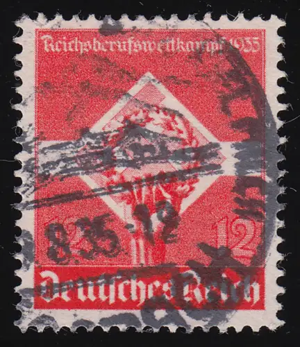 572y Wettkampf 12 Pf. seltene waagerechte Gummiriffelung, gestempelt O