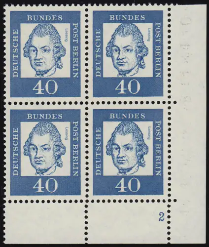207 Bed. Deutsche 40 Pf Eck-Vbl. ur Formnummer FN 2, ungefaltet postfrisch **