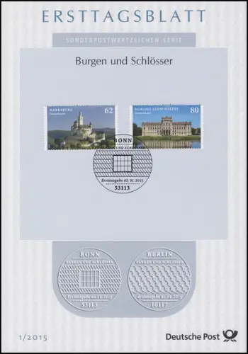 Ersttagsblätter ETB Bund Jahrgang 2015 Nr. 1 - 51 + 2 komplett