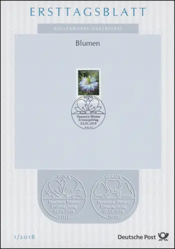 Ersttagsblätter ETB Bund Jahrg. 2018 Nr. 1 - 47 + 3 komplett im blauen Postalbum