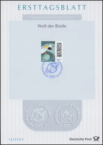 ETB 13/2022 Welt der Briefe 225 Cent, Briefsonde im Weltall