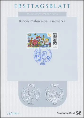 ETB 35/2022 Umweltschutz, Kinder malen Briefmarke