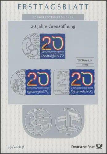 ETB 33/2009 Grenzöffnung Ungarn und Österreich - 3-Länder-Gemeinschaftsausgaben