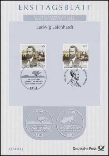 ETB 33/2013 Ludwig Leichhardt, Botaniker - Joint Issue mit Australien