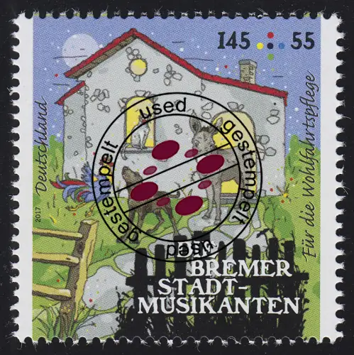 3284 Grimms Märchen - Die Bremer Stadtmusikanten 145 Cent O