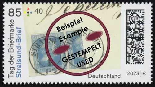 3752 Tag der Briefmarke Schätze der Philatelie 2023: Stralsund-Brief, O