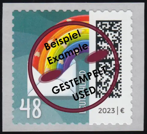 3743 Welt der Briefe: Regenbogenbrief 48 Cent, selbstklebend, O