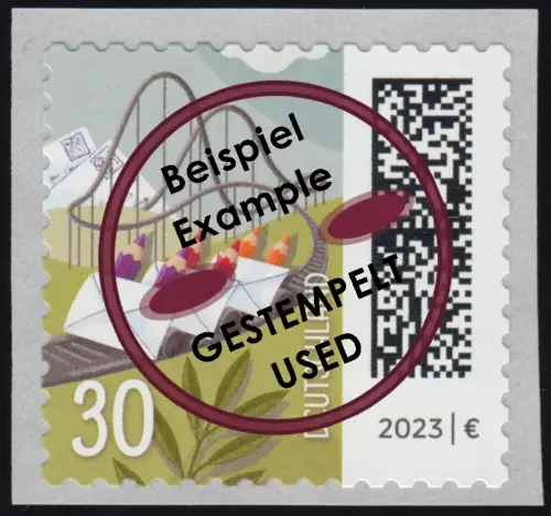 3740 Welt der Briefe: Briefbahn 30 Cent, selbstklebend, gestempelt O