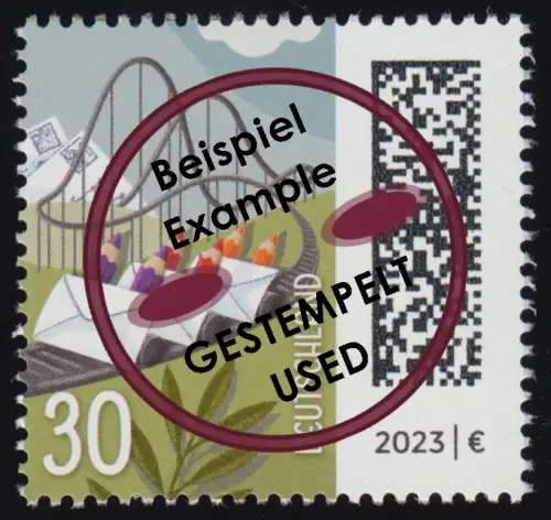 3732 Welt der Briefe: Briefbahn 30 Cent, nassklebend, O