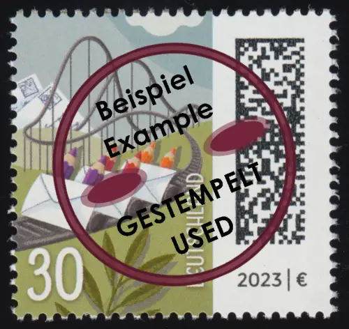 3732 Welt der Briefe: Briefbahn 30 Cent, nassklebend, O