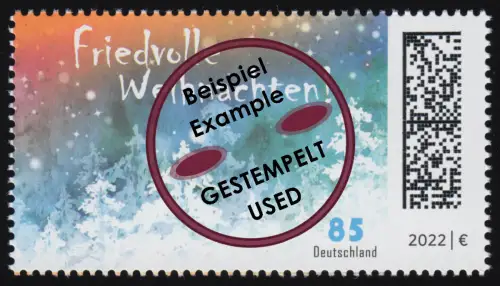 3728 Friedvolle Weihnachten, nassklebend, O