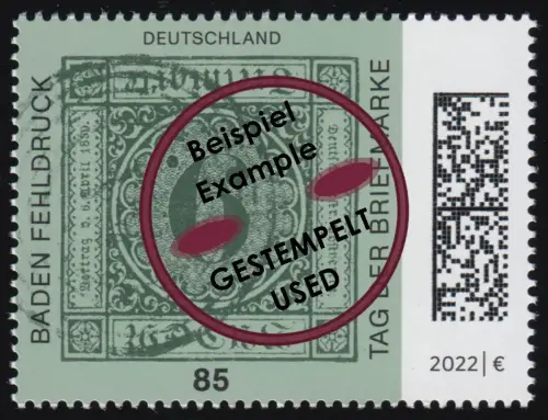 3719 Tag der Briefmarke 2022: Baden Fehldruck, O
