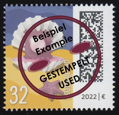 3702 Briefperle 32 Cent, nassklebend, O gestempelt