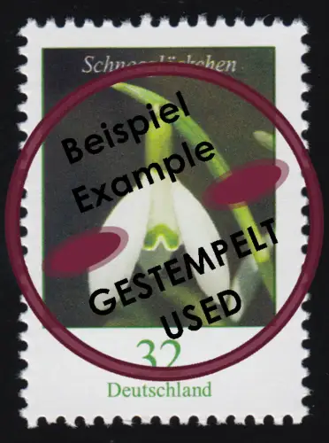 3655 Blume Schneeglöckchen 32 Cent, nassklebend, O gestempelt