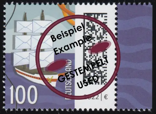 3646CII Welt der Briefe: Briefsegler 100 Cent, nassklebend aus Bogen, O gestempelt