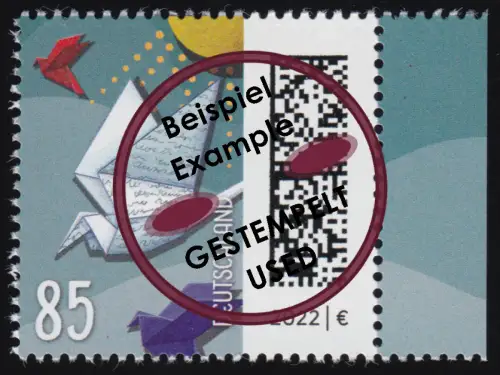 3645 Welt der Briefe: Brieftaube 85 Cent, nassklebend aus Bogen, O gestempelt