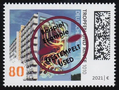 3633 Street Art: 1010 - Tropfen und Ringe, nassklebend, gestempelt O