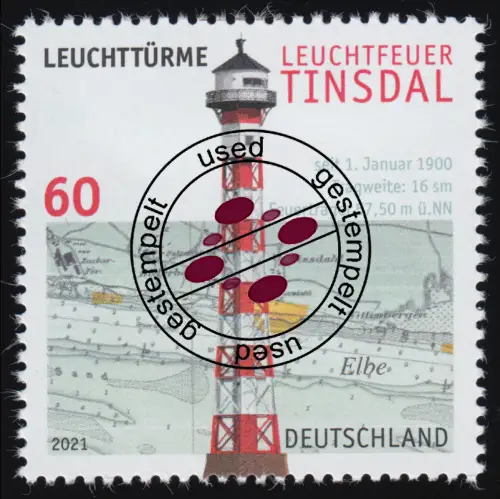 3615 Leuchttürme: Leuchtfeuer Tinsdal, gestempelt O