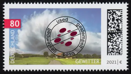 3613 Himmelsereignisse: Gewitter, nassklebend, gestempelt O