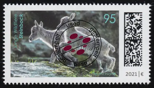 3609 Junge Wildtiere: Steinbock, nassklebend, gestempelt O