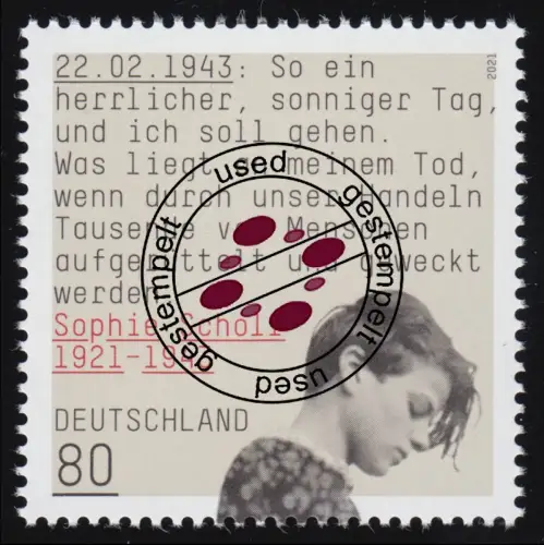 3606 Sophie Scholl - Widerstandsgruppe Weiße Rose, O