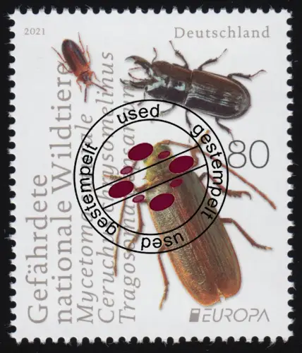 3605 EUROPA - Gefährdete nationale Wildtiere: Drei Käferarten, gestempelt O