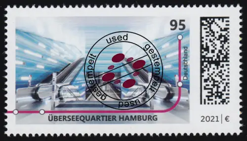 3593 U-Bahn-Station: Überseequartier Hamburg, nassklebend, O