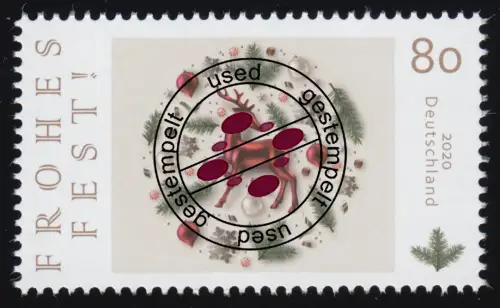 3573 Frohes Fest 2020, nassklebend, O