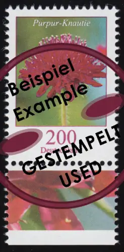 3556 Blume Purpur-Knautie 200 Cent aus Bogen, gestempelt O