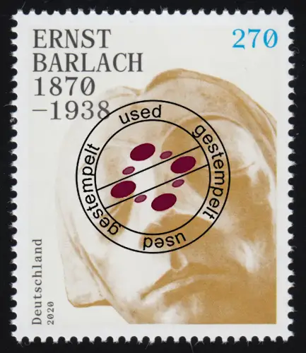 3514 Ernst Barlach, nassklebend, gestempelt O