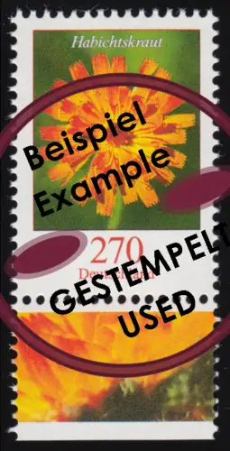 3475I Blume Habichtskraut 270 Cent, nassklebend aus Bogen, gestempelt O