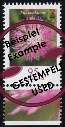 3470 Blume Flockenblume 95 Cent, nassklebend, aus Bogen, gestempelt O
