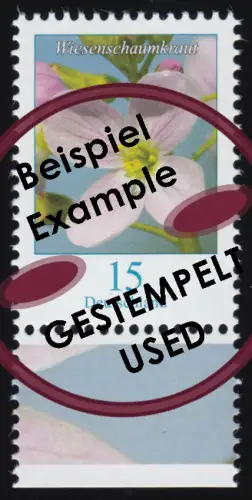 3424 Blume Wiesenschaumkraut 15 Cent, nassklebend, aus Bogen, gestempelt O
