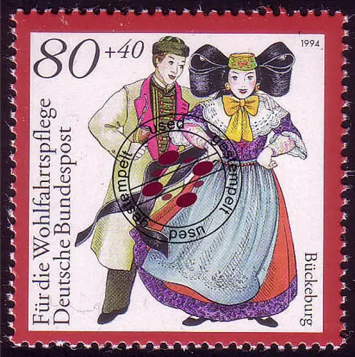 1757 Wohlfahrt Deutsche Trachten 80+40 Pf Bückeburg, gestempelt O